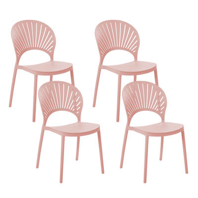 Beliani Set Of 4 Garden Chairs Ostia Pastel Pink - image 1