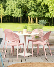 Beliani Set Of 4 Garden Chairs Ostia Pastel Pink - thumbnail 2