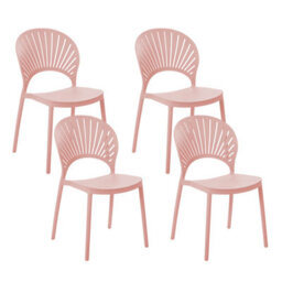 Beliani Set Of 4 Garden Chairs Ostia Pastel Pink - thumbnail 1