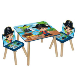 Urbn-Living Urbnliving 53Cm Height Kids Wooden Table & 2 Chairs Pirate Themed Toddlers Junior Play Desk Set - thumbnail 2