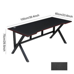 Esports Gaming Desk 100Cm Black Carbon Fibre Effect With Red Trim - Sturdy Home Office Workstation - thumbnail 2