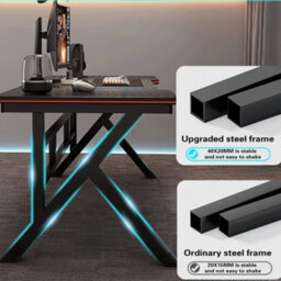 Esports Gaming Desk 100Cm Black Carbon Fibre Effect With Red Trim - Sturdy Home Office Workstation - thumbnail 6