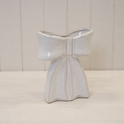 Satchville White Ceramic Bow Vase - image 1