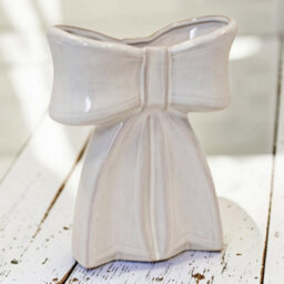 Satchville White Ceramic Bow Vase - thumbnail 2