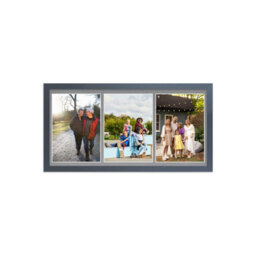 AK Frames 16X8 Black Sleek Multi Photo Frame With Mid Grey Mount - Holds 3 Apertures (3X) 7X5 Photos - thumbnail 1