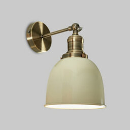 Valuelights Wilhelm Pair Of Retro Antique Brass Knuckle Joint Wall Lights With Gloss Cream Shades - thumbnail 2
