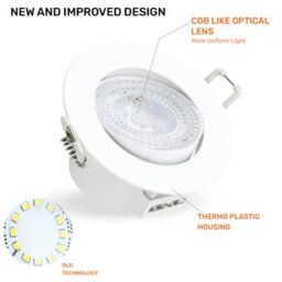 Paul Russells Led Downlight White Dimmable Tilt Recessed Ceiling Spotlight 6W 570 Lumens, Ip44, Colour Changeable Cct3 Pack Of 10 - thumbnail 7