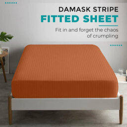 Oxford Homeware Rust Satin Stripe Fitted Sheet 40Cm Extra Deep Pocket Soft Easy Care Bedding Sheet(W)90Cmx(L)191Cm (Single) - thumbnail 5