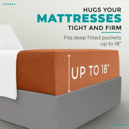Oxford Homeware Rust Satin Stripe Fitted Sheet 40Cm Extra Deep Pocket Soft Easy Care Bedding Sheet(W)90Cmx(L)191Cm (Single) - thumbnail 6