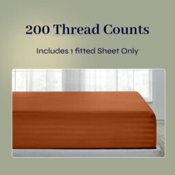 Oxford Homeware Rust Satin Stripe Fitted Sheet 40Cm Extra Deep Pocket Soft Easy Care Bedding Sheet(W)90Cmx(L)191Cm (Single) - thumbnail 3