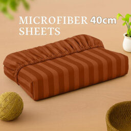 Oxford Homeware Rust Satin Stripe Fitted Sheet 40Cm Extra Deep Pocket Soft Easy Care Bedding Sheet(W)90Cmx(L)191Cm (Single) - thumbnail 9