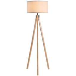 Homcom Wood Tripod Floor Lamp Home Lighting Elegant E27 Bulb Linen Shade Beige - thumbnail 2