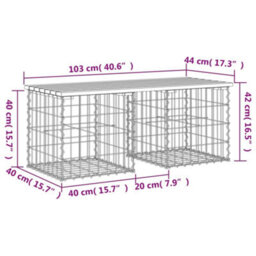 Berkfield Garden Bench Gabion Design 103X44X42 Cm Solid Wood Pine - thumbnail 8