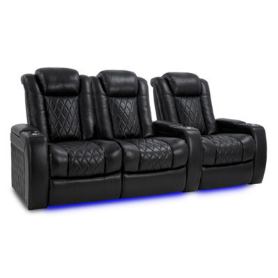 Valencia Tuscany Xl Home Theater Seating Row Of 3 Loveseat Left Midnight Black Nappa Leather Power Headrest - image 1