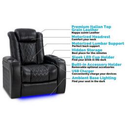 Valencia Tuscany Xl Home Theater Seating Row Of 3 Loveseat Left Midnight Black Nappa Leather Power Headrest - thumbnail 5