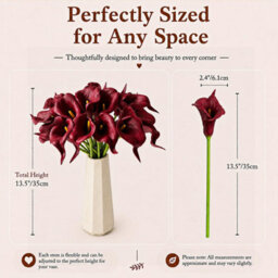 Amorly 12Pcs Red Artificial Flowers Pu Realistic Bouquet For Elegant Home Decor Centerpiece Wedding Bridal Bouquet Table Decoration - thumbnail 3