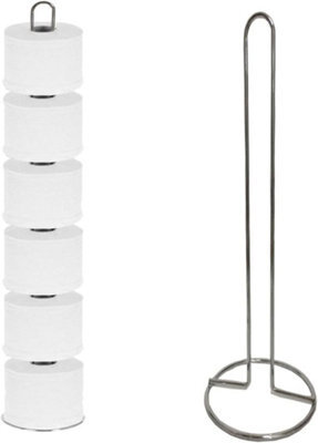 Billtix Toilet Roll Holder Free Standing, Toilet Paper Roll Stand Up To 6 Rolls - image 1