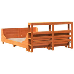 Berkfield Bed Frame Without Mattress Wax Brown 150X200 Cm King Size Solid Wood Pine - thumbnail 8
