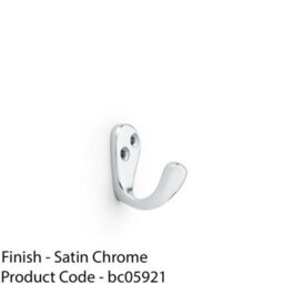 Loops Solid Brass Victorian Single Robe Coat Hook - Wall Mounted Holder Satin Chrome - thumbnail 2