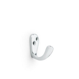 Loops Solid Brass Victorian Single Robe Coat Hook - Wall Mounted Holder Satin Chrome - thumbnail 1