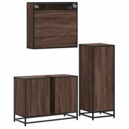 Berkfield 3 Piece Bathroom Furniture Set Brown Oak Engineered Wood - thumbnail 7