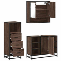 Berkfield 3 Piece Bathroom Furniture Set Brown Oak Engineered Wood - thumbnail 8