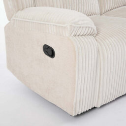 More4Homes Verona 2 Seater Jumbo Cord Manual Recliner Sofa W Drinks Console (Beige) - thumbnail 8