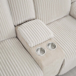 More4Homes Verona 2 Seater Jumbo Cord Manual Recliner Sofa W Drinks Console (Beige) - thumbnail 6