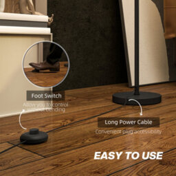 Homcom Modern Standing Lamp With Double Layer Shade & Foot Switch, Black - thumbnail 5