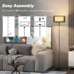 Homcom Modern Standing Lamp With Double Layer Shade & Foot Switch, Black - thumbnail 6