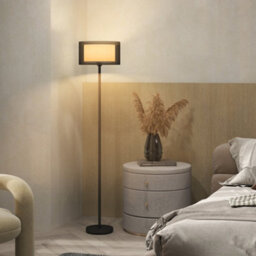 Homcom Modern Standing Lamp With Double Layer Shade & Foot Switch, Black - thumbnail 8