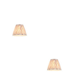 Loops Elegant Set Of 2 Handcrafted 16Cm Tapered Cylinder Lamp Shades In Neutral Print Fabric