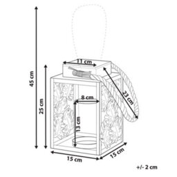 Beliani Lantern 25 Cm Green Metal Lantern With Glass Candle Holder And Monstera Cutouts - thumbnail 4