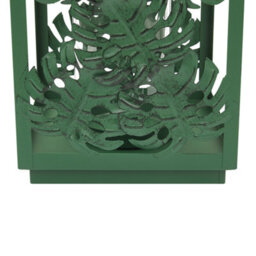 Beliani Lantern 25 Cm Green Metal Lantern With Glass Candle Holder And Monstera Cutouts - thumbnail 7