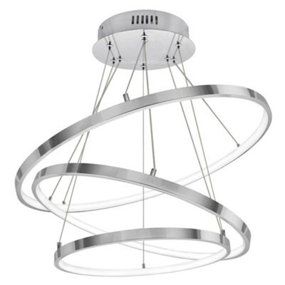 Long Life Lamps Company Modern Round Chandelier Led 3 Ring Ceiling Pendant Light Cool White - image 1