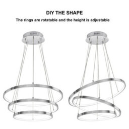 Long Life Lamps Company Modern Round Chandelier Led 3 Ring Ceiling Pendant Light Cool White - thumbnail 4