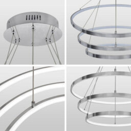 Long Life Lamps Company Modern Round Chandelier Led 3 Ring Ceiling Pendant Light Cool White - thumbnail 5