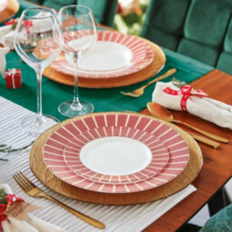 Urbn-Living Urbnliving 4Cm Height Red Glass Decorative Christmas Soup Bowls Set Of 6 - thumbnail 2