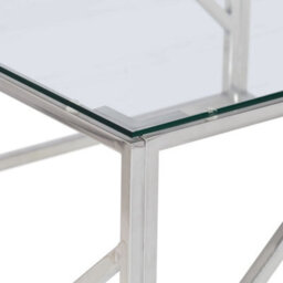 Berkfield Coffee Table Silver Stainless Steel And Tempered Glass - thumbnail 5