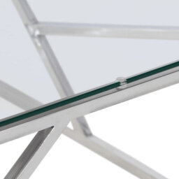 Berkfield Coffee Table Silver Stainless Steel And Tempered Glass - thumbnail 7
