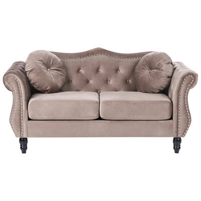 Beliani Sofa 2 Seater Skien Velvet Taupe - image 1