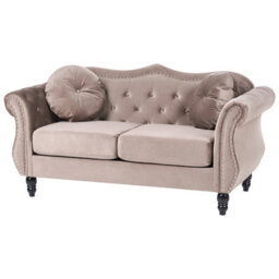 Beliani Sofa 2 Seater Skien Velvet Taupe - thumbnail 5