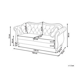 Beliani Sofa 2 Seater Skien Velvet Taupe - thumbnail 3