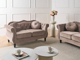 Beliani Sofa 2 Seater Skien Velvet Taupe - thumbnail 2