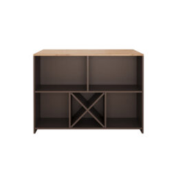 Kitchen Island With Storage, 127 Freestanding Unit With Open Shelving And Wine Rack, Modern Dining Island (Oak&anthracite, Monet) - thumbnail 5