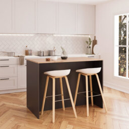 Kitchen Island With Storage, 127 Freestanding Unit With Open Shelving And Wine Rack, Modern Dining Island (Oak&anthracite, Monet) - thumbnail 2