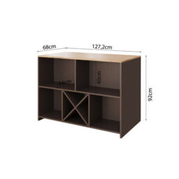 Kitchen Island With Storage, 127 Freestanding Unit With Open Shelving And Wine Rack, Modern Dining Island (Oak&anthracite, Monet) - thumbnail 3