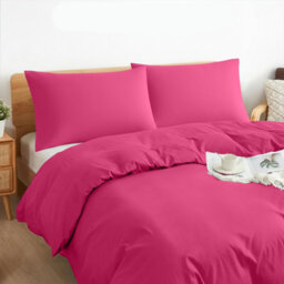 Aspire Homeware Plain Duvet Cover Set Soft Microfibre, Pink, King (L)220Cm X (W)230Cm - thumbnail 2