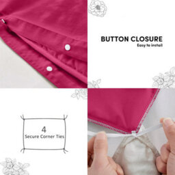 Aspire Homeware Plain Duvet Cover Set Soft Microfibre, Pink, King (L)220Cm X (W)230Cm - thumbnail 4