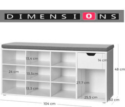 Modcraft Shoe Storage Bench With Cushion, Drawer & Open Compartments For Hallway And Bedroom - thumbnail 5